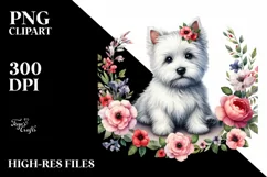 West Highland White Terrier Funny Sitting Floral Frame | Product Image 3