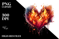 Colorful Digital Fire Heart PNG Product Image 2