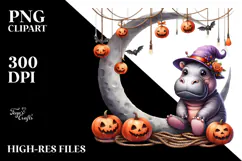Hippo Dressed for Halloween, Transparent PNG Product Image 2