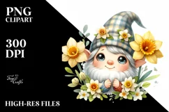 Cute Gnome with Flowers Wearing Daffodil | Clipart Product Image 3