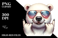 Washed Polar Bear Portrait with Sunglasses Clipart Product Image 2