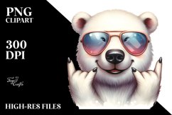 Washed Polar Bear Portrait with Sunglasses Clipart Product Image 3