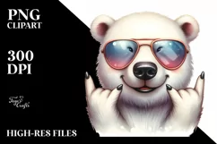 Washed Polar Bear Portrait with Sunglasses Clipart Product Image 3