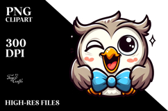 Silly Owl with Bow Tie PNG Product Image 2