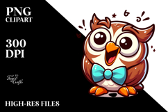 Silly Owl with Bow Tie PNG Product Image 2