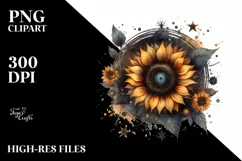 Vintage Dirty Sunflower Stars Clipart Product Image 1