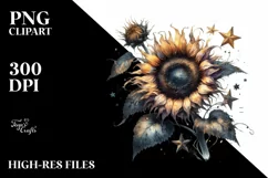 Vintage Dirty Sunflower Stars Clipart Product Image 3