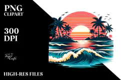 Retro Tropical Island Sunset, 20 oz Tumbler Product Image 2