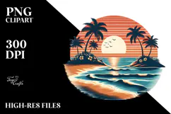 Retro Tropical Island Sunset, 20 oz Tumbler Product Image 2