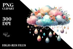 Cloud with Easter Eggs PNG Product Image 2