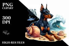 Watercolor Doberman Pinscher in Summer | Sublimation | Product Image 1