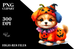 Vibrant Baby Dog Halloween Scene | Clipart Product Image 2