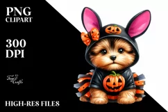 Vibrant Baby Dog Halloween Scene | Clipart Product Image 1