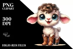 Funny Baby Lamb Cowboy Boots Clipart Product Image 1