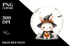 Cute Bunny on Halloween Cloud, PNG Product Image 2