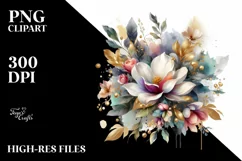 Vibrant Bouquet with Magnolia | Sublimation Clipart Product Image 3