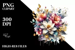 Vibrant Bouquet with Magnolia | Sublimation Clipart Product Image 1