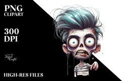 Funny Zombie with Cool Hair, Crazy PNG Product Image 2