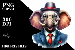 Vibrant Watercolor Funny Cute Elephant Clipart Product Image 1