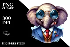 Vibrant Watercolor Funny Cute Elephant Clipart Product Image 1