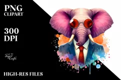 Vibrant Watercolor Funny Cute Elephant Clipart Product Image 3