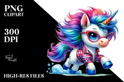 Vibrant Baby Unicorn Running PNG Product Image 1