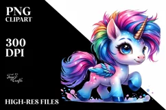Vibrant Baby Unicorn Running PNG Product Image 1
