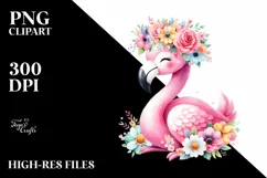 Sublimation Cartoon Flamingo Clipart Product Image 3