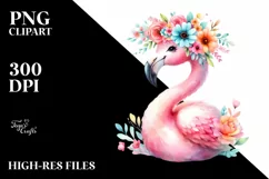Sublimation Cartoon Flamingo Clipart Product Image 1