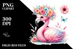 Sublimation Cartoon Flamingo Clipart Product Image 1