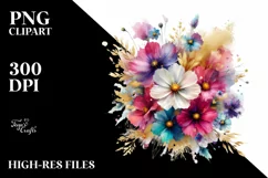 Vibrant Bouquet with Cosmos | Sublimation Clipart Product Image 3