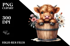 Cute Baby Highland Cow PNG Product Image 3