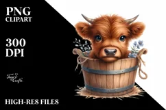 Cute Baby Highland Cow PNG Product Image 1