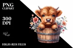 Cute Baby Highland Cow PNG Product Image 3