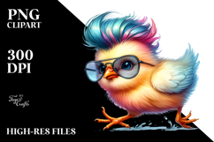 Vibrant Baby Chicken Running, Watercolor PNG Product Image 2