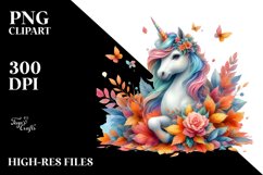 Pastel Unicorn Autumn Leaves PNG Product Image 3