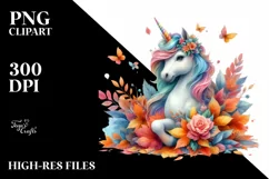Pastel Unicorn Autumn Leaves PNG Product Image 3