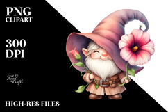 Cute Gnome with Big Hat and Morning Glory PNG Product Image 2
