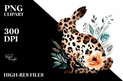 Easter Bunny Rose Flower with Animal Print , Clipart Product Image 1