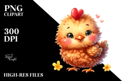 Vibrant Watercolor Old Plush Chicken | Clipart Product Image 2