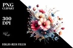 Colorful Wildflowers Glossy Petals Clipart Product Image 1