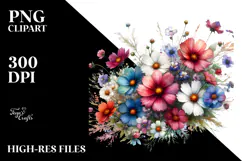 Colorful Wildflowers Glossy Petals Clipart Product Image 2