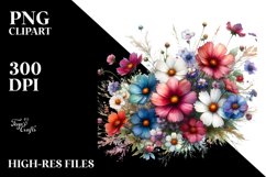 Colorful Wildflowers Glossy Petals Clipart Product Image 1