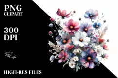 Colorful Wildflowers Glossy Petals Clipart Product Image 3