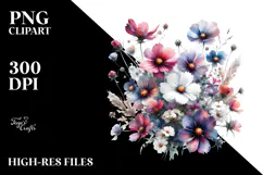 Colorful Wildflowers Glossy Petals Clipart Product Image 2