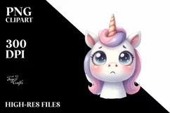 Expressive Unicorn with Big Eyes PNG Product Image 3