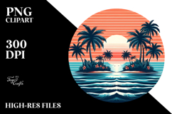 Retro Tropical Island Sunset PNG Product Image 2