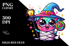 Funny Witch with Lollipop Wand, Colorful PNG Product Image 2
