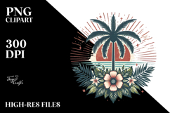 Vintage Tropical Sun PNG Product Image 2