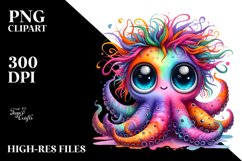 Layered Baby Octopus Crazy Eyes | Sublimation | Clipart Product Image 1